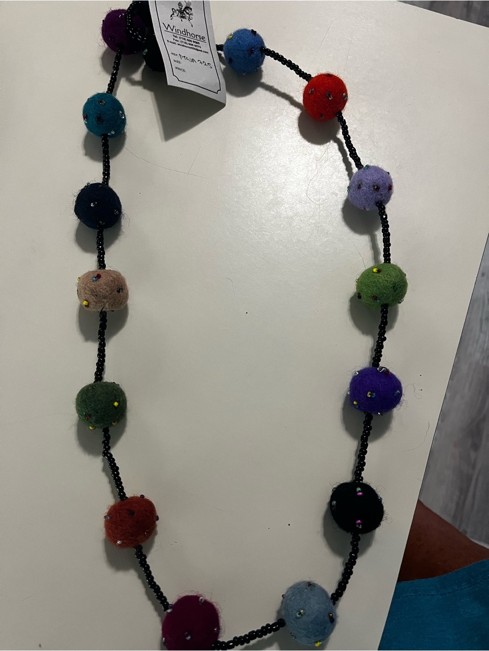 Windhorse Multicolor Felt Bead Necklace